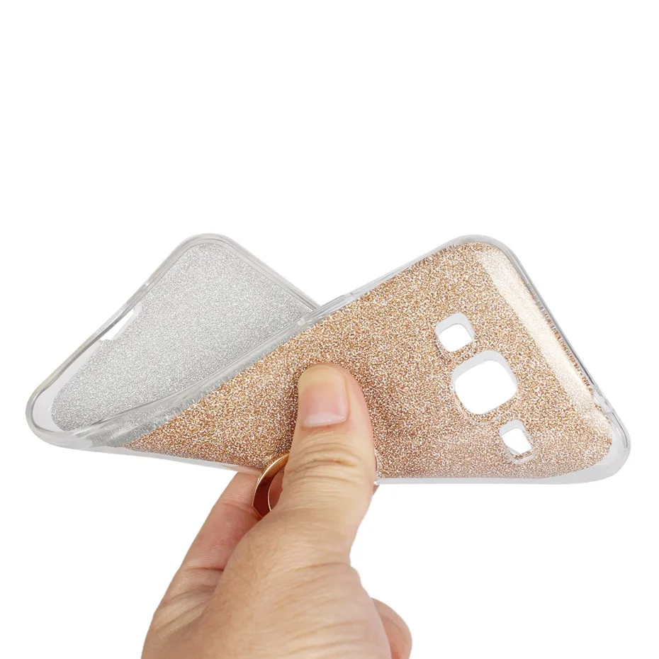 For Samsung Galaxy J3 (2016) Soft TPU with Finger Ring Stand Glitter cover sequins shell Back Cover Coque | Мобильные телефоны и