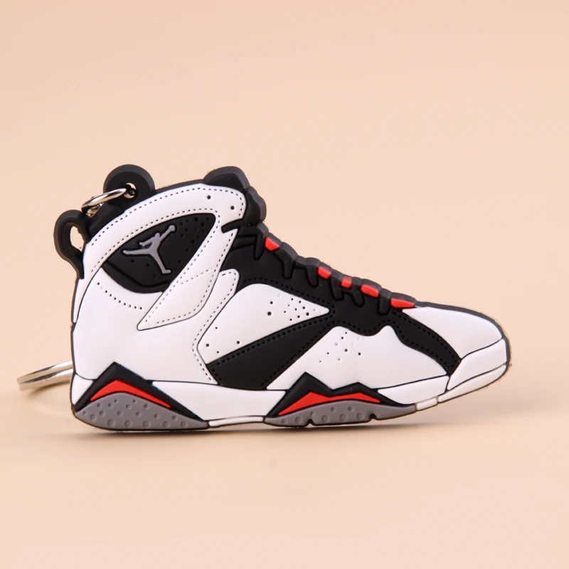Picture Color9 Брелок Новые экзотические мини Jordan 7 ретро обуви ключевая цепь Для мужчин и Для женщин детские подарочные брелки на баскетбольных кроссовок ключ держатель Porte Clef - Цвет: Picture Color9