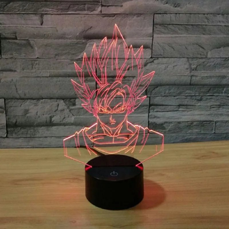 Аниме Dragon Ball Son Goku 3D светодиодные игрушки в виде персонажа из аниме Dragon Ball Super Saiyan 7 цветов сменная игрушка подарок на день рождения