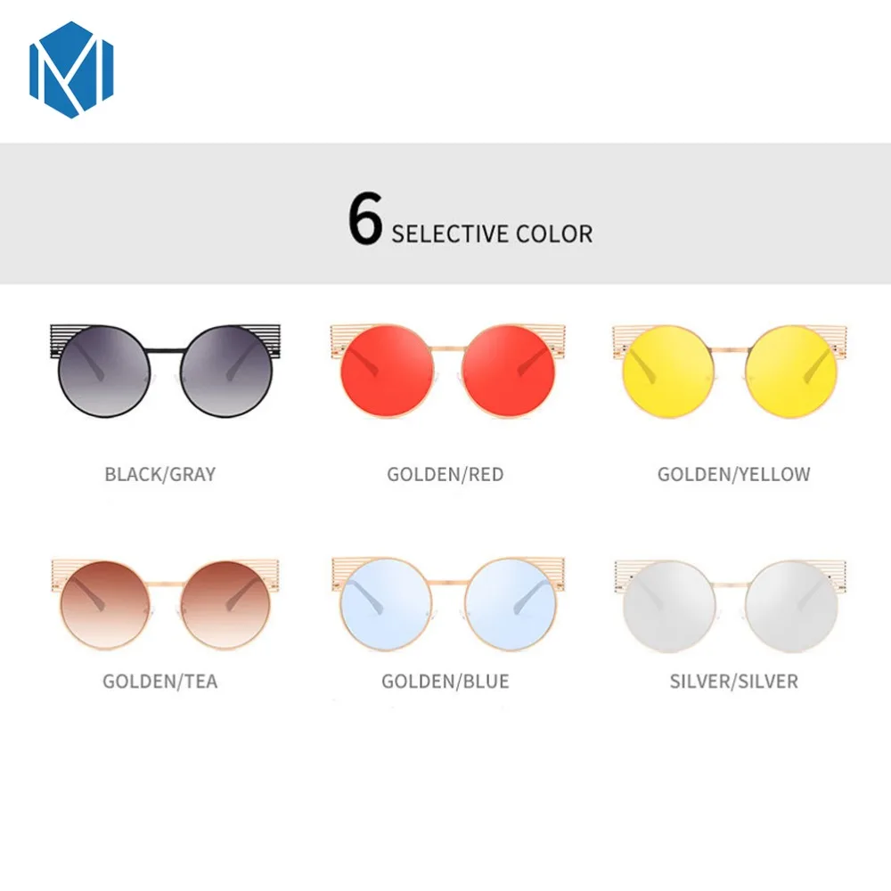 Женские солнцезащитные очки с полыми крылышками круглые металлические Ретро