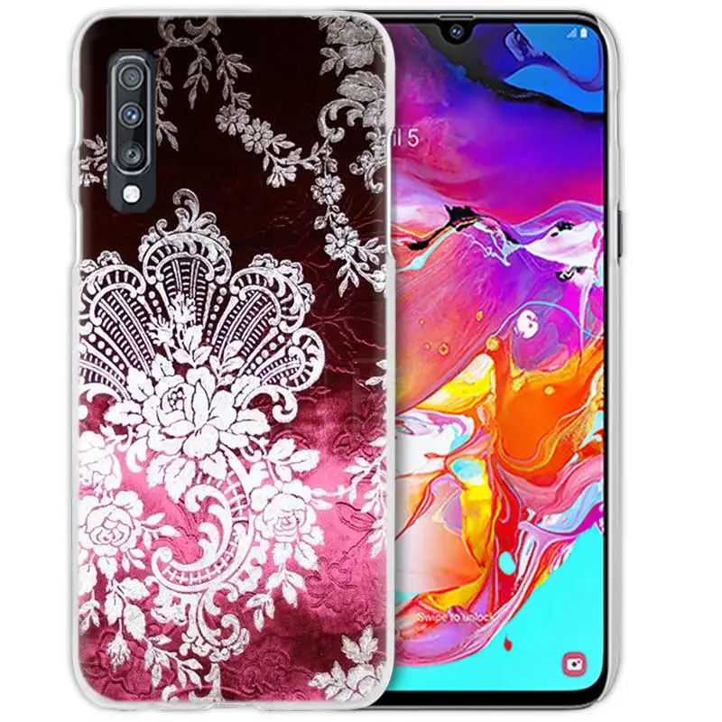 08 Чехол с кружевом и цветами для samsung Galaxy A50 A70 A20e A40 A30 A20 A10 A8 A6 Plus A9 A7 жесткий прозрачный чехол для телефона из поликарбоната - Цвет: 08