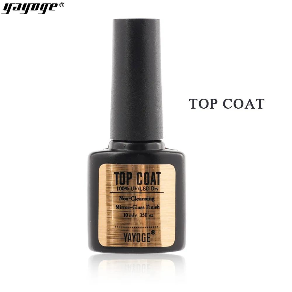 10ml Top coat YAYOGE Базовое покрытие верхнее покрытие лак для ногтей не чистый грунтовка для ногтей матовый верхний Бондер стойкий замачиваемый лак для нейл-арта Маникюр - Цвет: 10ml Top coat