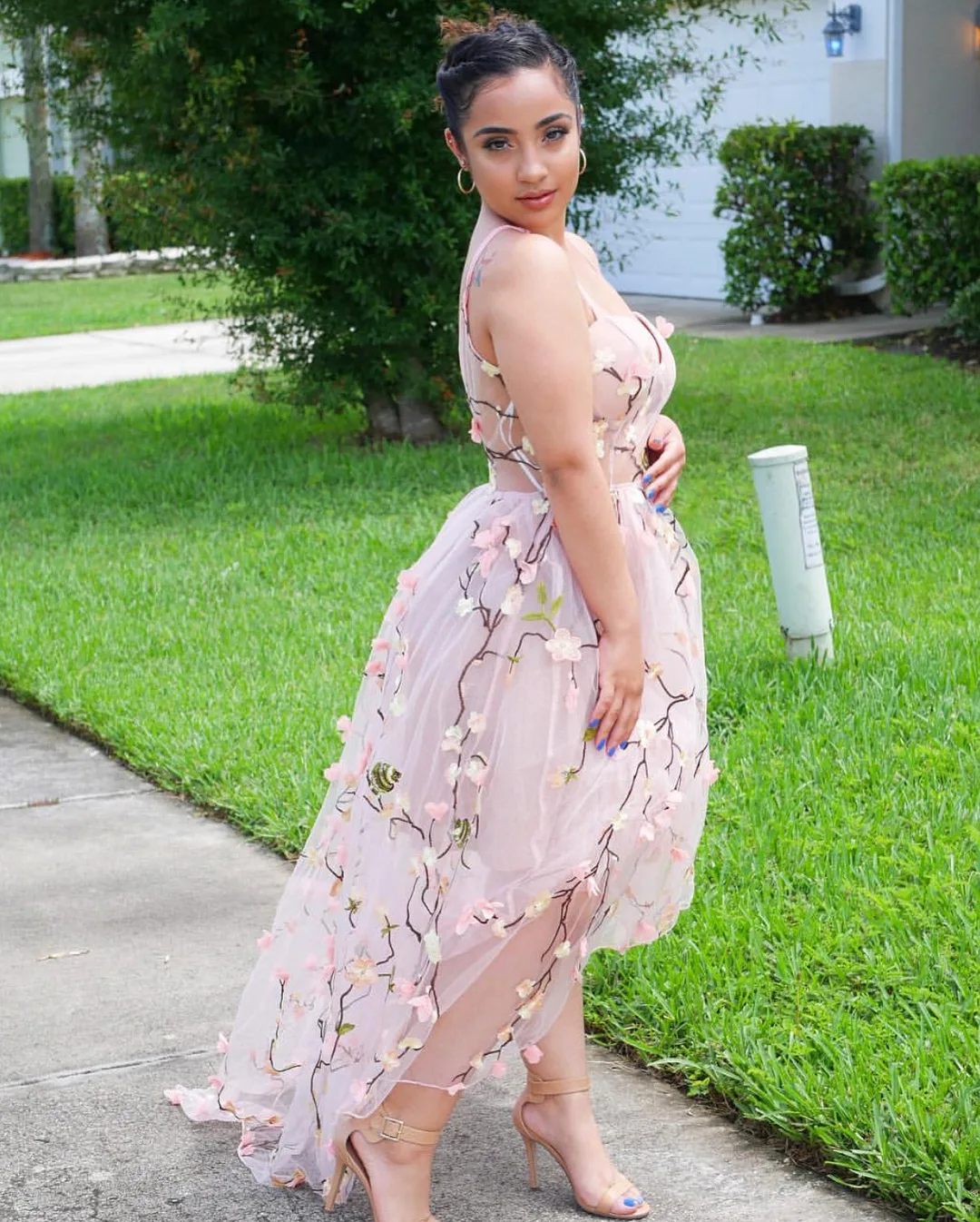 Новое сексуальное платье, Цветочная вышивка, сетка, 2 слоя, на подкладке, модное, популярное, высокое качество, для женщин, jooyoo