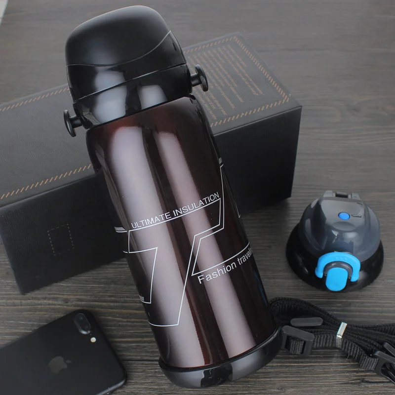 Stainless Steel Outdoor Vacuum Flask Cup Sports Water Bottle Creative Gift Large Capacity Insulation Pot With Rope | Дом и сад