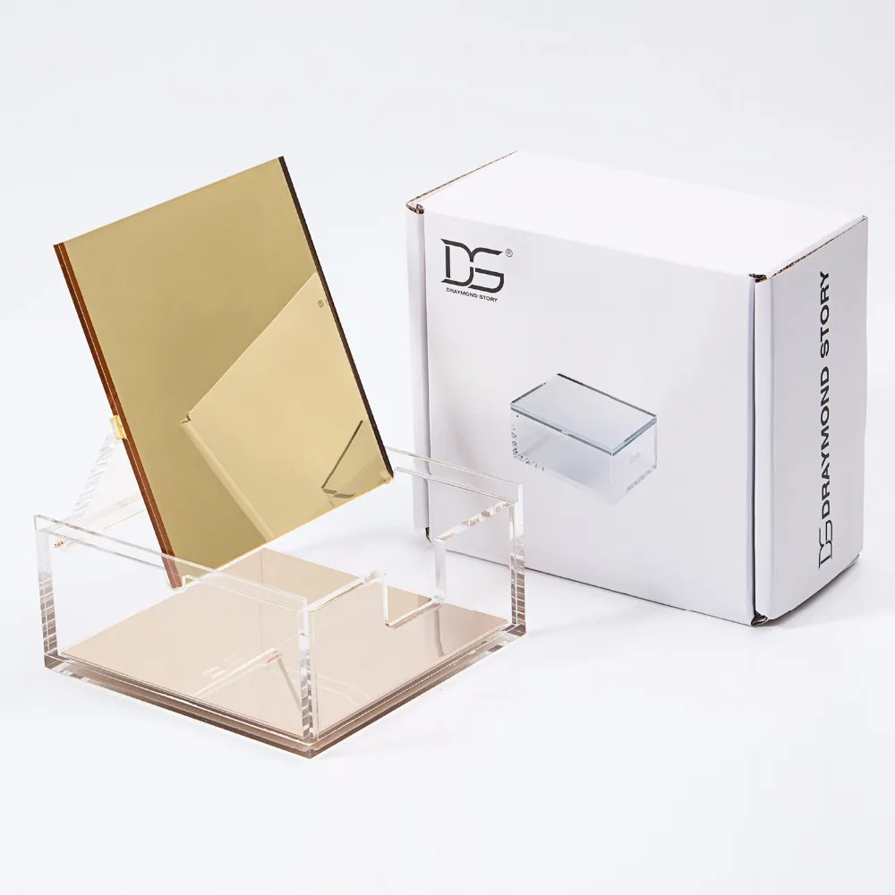 Высококачественная акриловая Золотая Встроенная зеркальная коробка + Дырокол