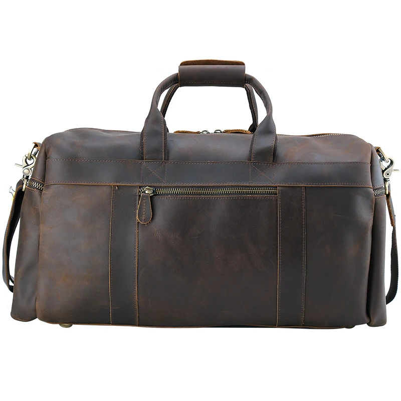 Винтажная дорожная сумка для мужчин вместительная спортивная из натуральной