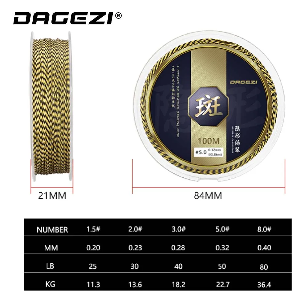 Плетеная рыболовная леска DAGEZI из 4 нитей 25/30/40/50/80 фунтов 100 м|Рыболовные лески| |
