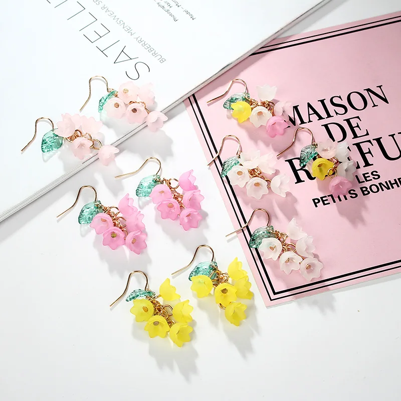 2019 корейские Цветочные лепестки Листья кисточкой розовый желтый белый длинные