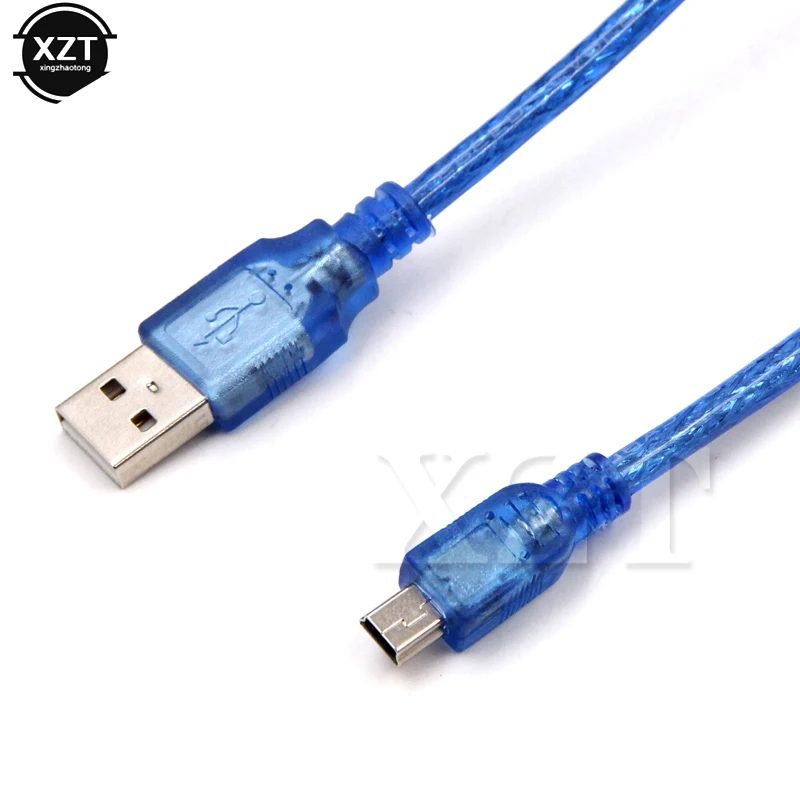 Кабель для передачи данных USB 2 0 типа А Папа-мини 5P плетеный из фольги синий