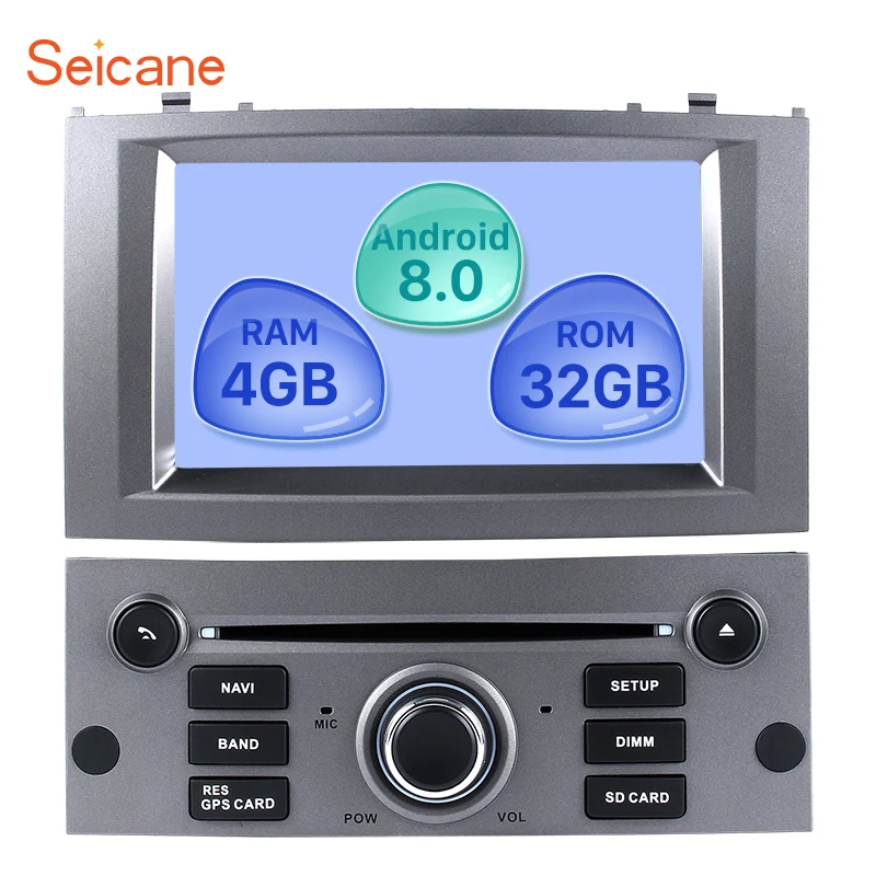 Seicane 1 Din 7 дюймов Android 8,0 Автомобильная Радио gps навигационная система мультимедийный плеер для 2004-2010 peugeot 407 с FM Bluetooth