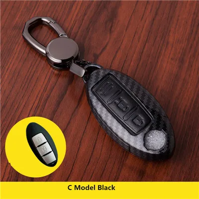 C Model black Карбоновый Автомобильный ключ чехол для Nissan Teana X-Trail Qashqai Livina Sylphy Tiida Sunny марта Мурано Geniss Juke Almera Максим - Название цвета: C Model black