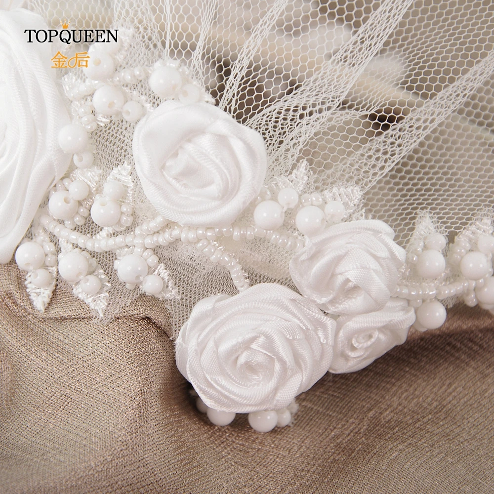 TOPQUEEN H323-W-WS шляпа с вуалью наголовный обруч свадебное платье с цветочным узором и повязка на голову свадебная диадема головные уборы, Свадебные прически Аксессуары