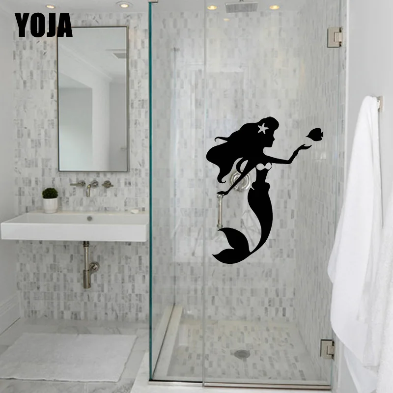 

YOJA 23x17.6CM Bathroom Glass Decoration Children's Mermaid Wall Stickers G2-0013