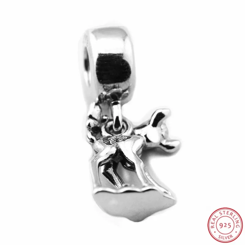 Подвеска Desney Bambi Шарм DIY Fit PANDORA Подвески Серебро 925 для женщин Изготовление ювелирных изделий FL649