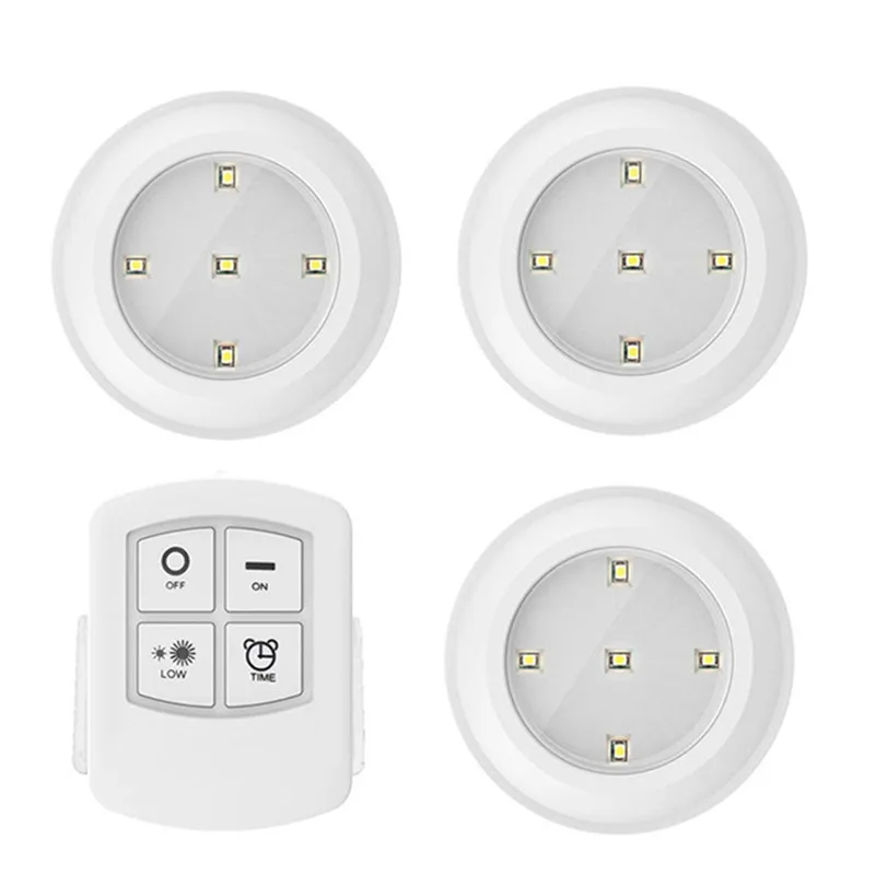 3 lamp 1 remote Диммируемый светодиодный светильник для шкафа с питанием от батареи, 5 светодиодов, лампы с беспроводным сенсорным датчиком или пультом дистанционного управления, для гардероба, лестницы, светодиодная Ночная лампа - Цвет: 3 lamp 1 remote