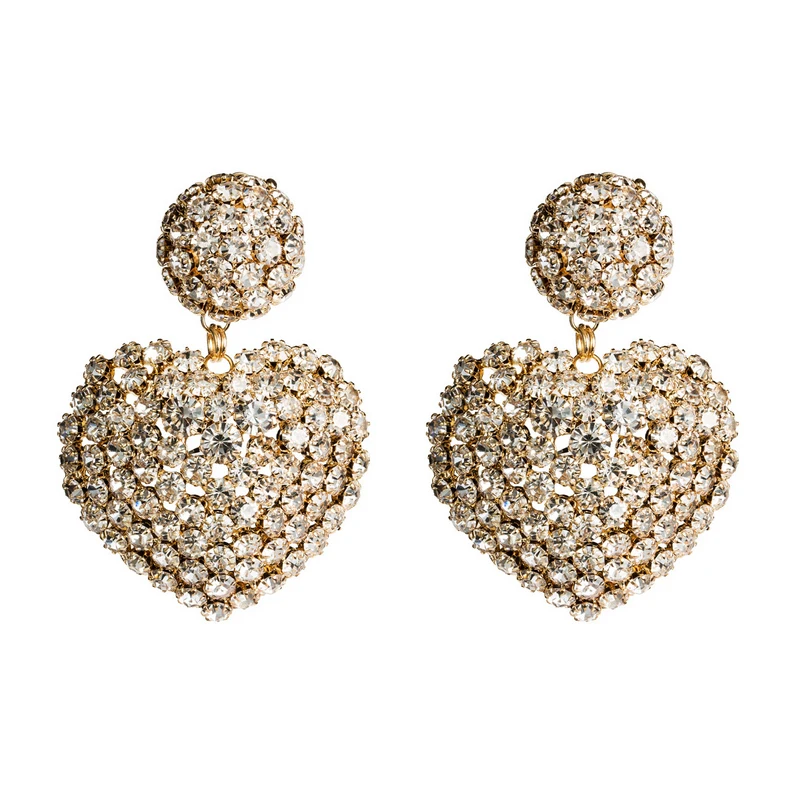 Новое поступление Bling горный хрусталь сердце женские серьги гвоздики в форме