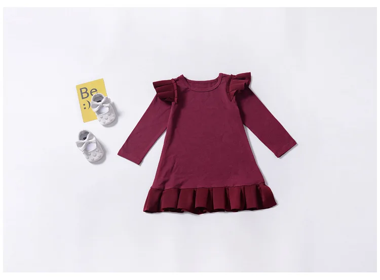 DuoDuo New Arrival Kids Girls Knitted Long Sleeve red Dress Clothes 2019 Winter Casual Lotus leaf edge Children Dresses | Детская одежда