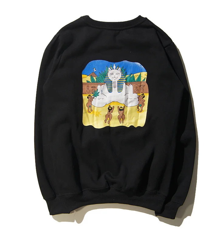 2016 Ripndip New Sweatshirts Men 1:1 High Quality Sweatshirt Pyramid Pharaoh Pocket Cat Thim Fashion | Мужская одежда