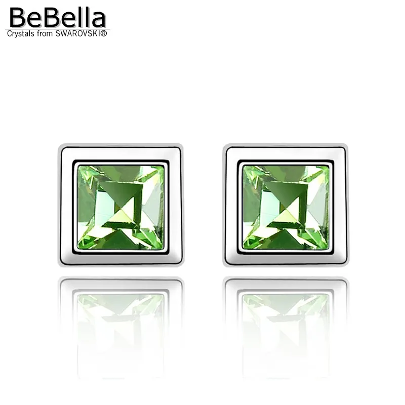 Женские квадратные серьги гвоздики BeBella Разноцветные с кристаллами Сваровски