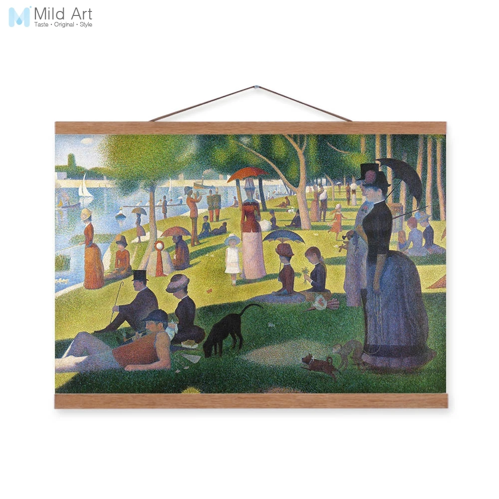 Georges Seurat Sunday On La Grande Jatte Wooden Framed Famous Canvas Oil Painting Living Room Home Decor Wall Art Picture Scroll | Дом и сад