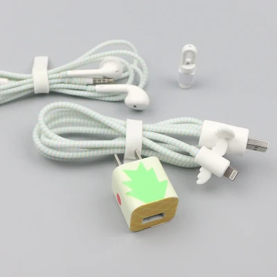 Милый ангел устройство для сматывания шнура питания USB протектор для кабеля передачи данных набор с наклейки для зарядного устройства спиральный usb-шнур с зарядным устройством для Iphone для iPhone7plus 6 S 8 - Цвет: style 2