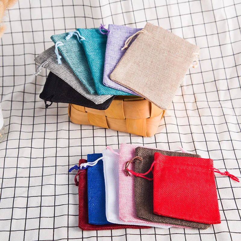 100 шт. винтажные сумки из натурального джута для детской вечеринки Рождества