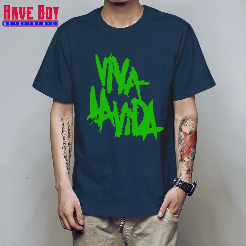 navy green HAVE BOY Rock Coldplay Viva la vida свободная Мужская футболка для мужчин новая хлопковая Повседневная футболка с короткими рукавами Camisetas Masculina HB160 - Цвет: navy green