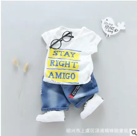 2018 summer new boy suit 0-4 years old children's cartoon Korean cotton explosion models two-piece |