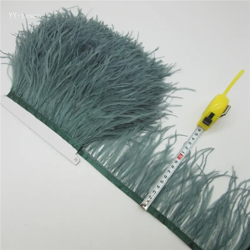 Light green 10 метров 4/6 дюймов Бежевый страусиных перьев ленты отделкой бахромой для свадебного торжества, юбка платье украшения DIY аксессуары для одежды - Цвет: Light green