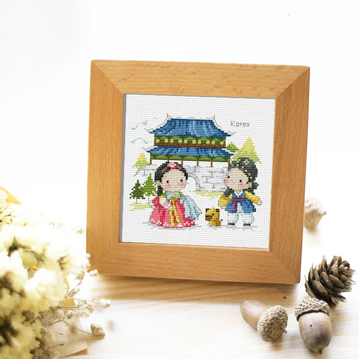 Travel around the world cross stitch kit DMC brand thread animal dog count canvas fabric embroidery handmade needlework | Дом и сад