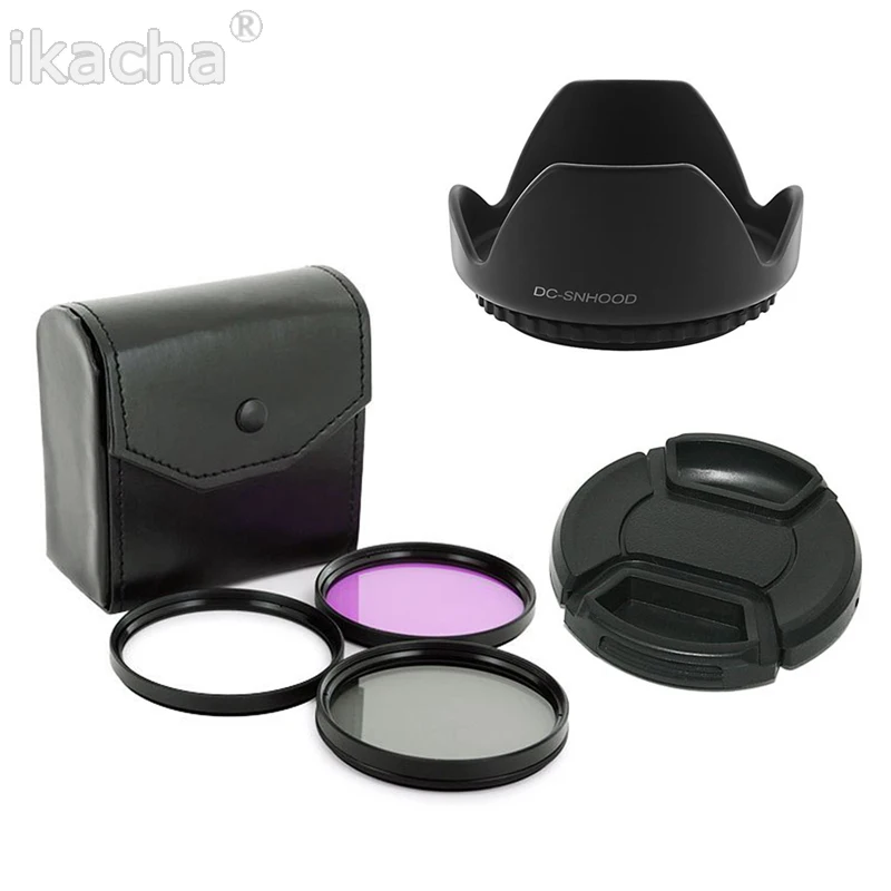 

49 52 55 58 62 67 72 77 mm Lens cap Lens Hood UV CPL FLD Filter Set for Nikon D600 D3200 D3100 D7000 D5100 D80 DSLR Camera