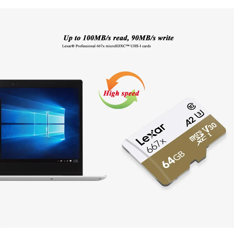 Lexar Профессиональный 667x microSDXC UHS-I слот для карт памяти 128 ГБ 256 ГБ 64 Гб V30 A2 микро SD карты C10 100 МБ/с. TF карта для Full-HD 3D 4K
