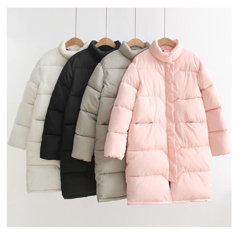 SVESIA Winter Jacket Women Knee Length Pink Coat Camperas Mujer Abrigo Invierno Female Overcoat Parkas For Women