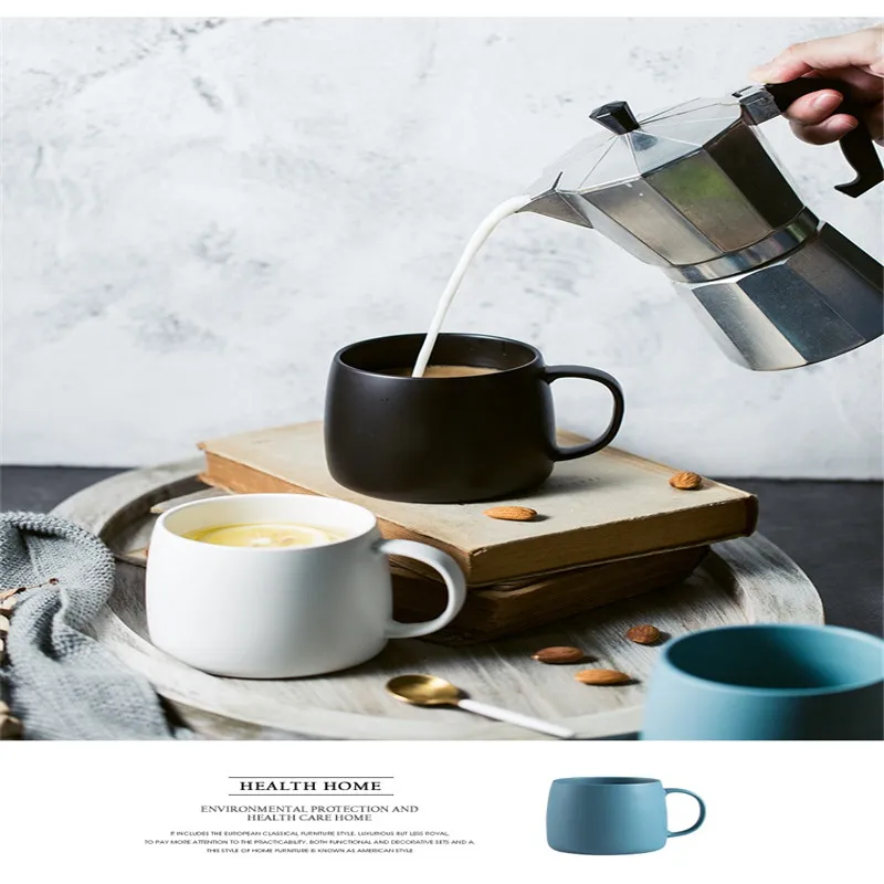 1 х модная керамическая чашка для кофе молока питьевой воды 450 мл с ручкой матовая