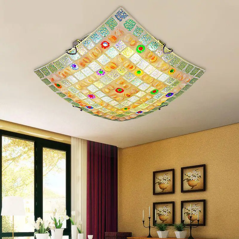 

Hand Craft Mediterranean Sea Shells Surface Mounted Led Ceiling Light for Foyer Bed Room Balcony Light Fixtures AC 90-260v Y1007