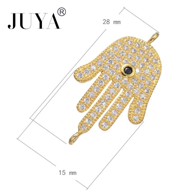 Розовое золото/Золото Фатима Хамса рука Циркон шармы соединители для ювелирных