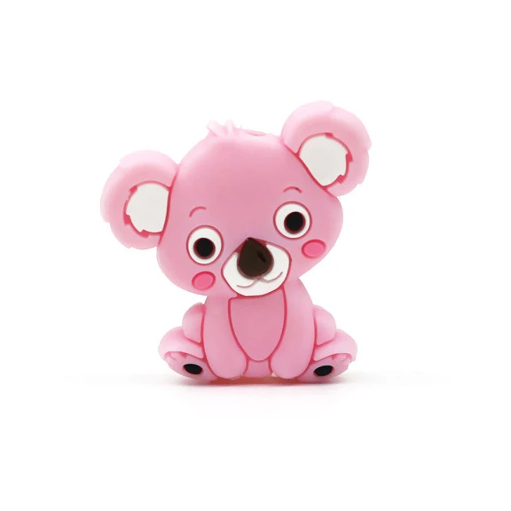 pink Мини коала бусины Силиконовые Прорезыватели 3 шт. BPA бесплатно в форме животного держатель для соски аксессуары DIY силиконовые бусины-прорезыватели ожерелье - Цвет: pink