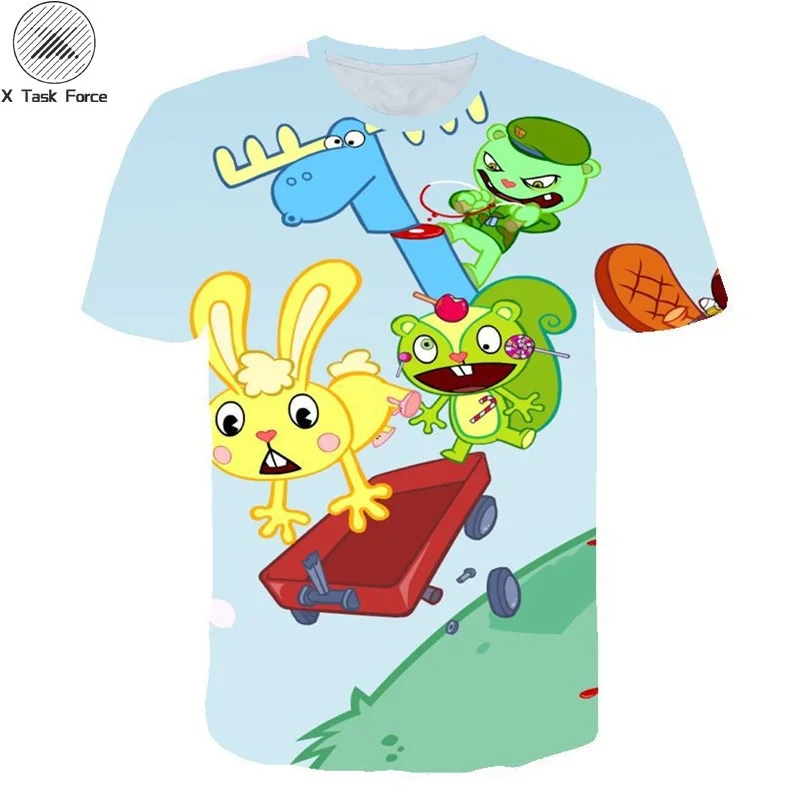 Новинка лета 2019 Детская футболка с 3D принтом Happy Tree Friends для мужчин/женщин модная