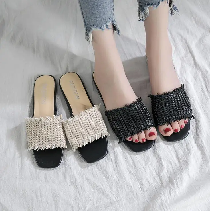 XDA/Новые элегантные летние шлепанцы модные соломенные Женские повседневные