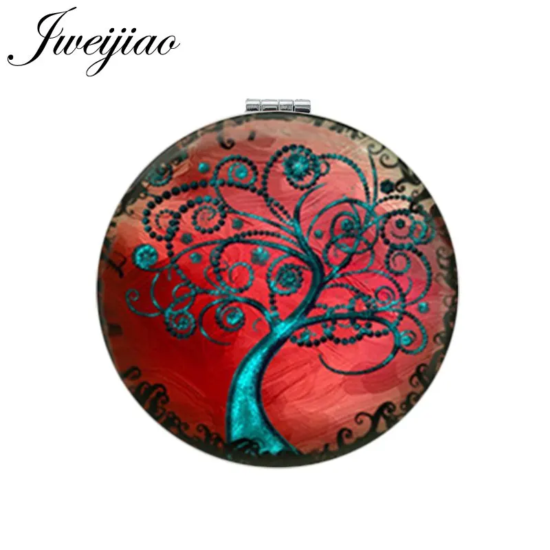 D932 JWEIJIAO Gree Life Tree золотой лист круглое зеркало для макияжа Мини складное компактное карманное зеркало портативное 1X/2X увеличительное - Цвет: D932