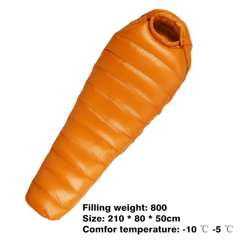 orange 800g Спальный мешок для кемпинга, 600 г, 800 г, 1000 г, Сверхлегкий, сохраняет тепло, для альпинизма, зимнего уличного оборудования - Цвет: orange 800g
