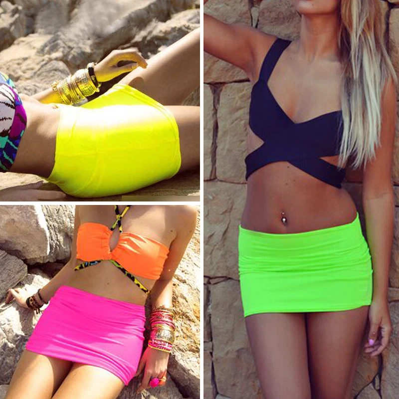 

New Simple Skirt Sexy Womens Short Mini Solid Color Slim Skirt