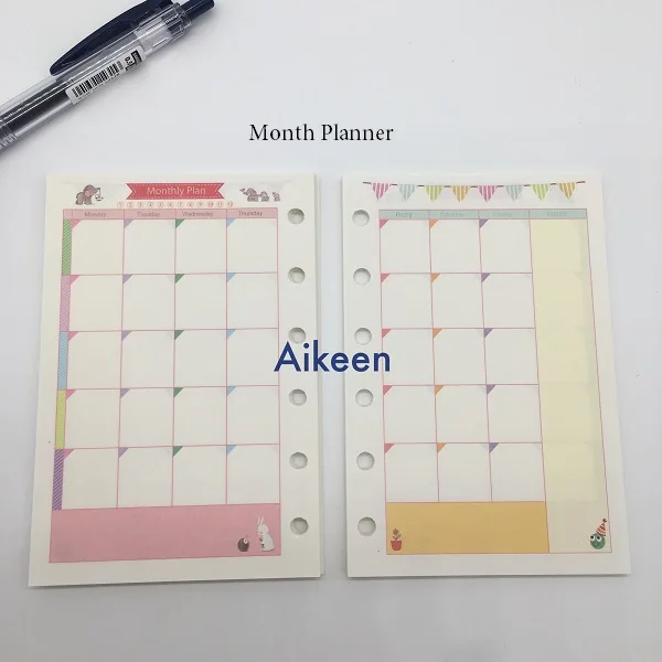 month planner Новая спираль А5 А6 вкладыш блокнот внутренние страницы. Милый мультфильм пополнения дневник планировщик Agendar DIY аксессуар - Цвет: month planner