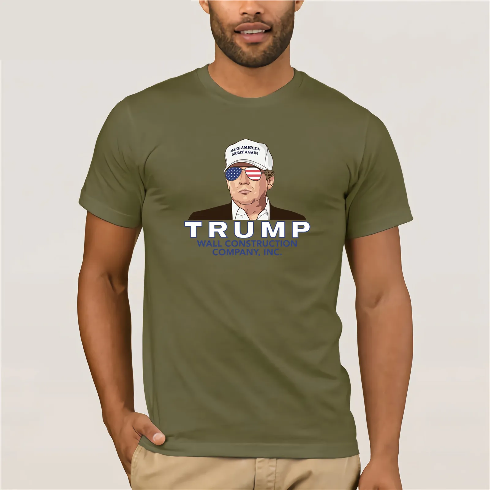 Trump Wall Construction Company футболка брендовая одежда мужская повседневная Забавные