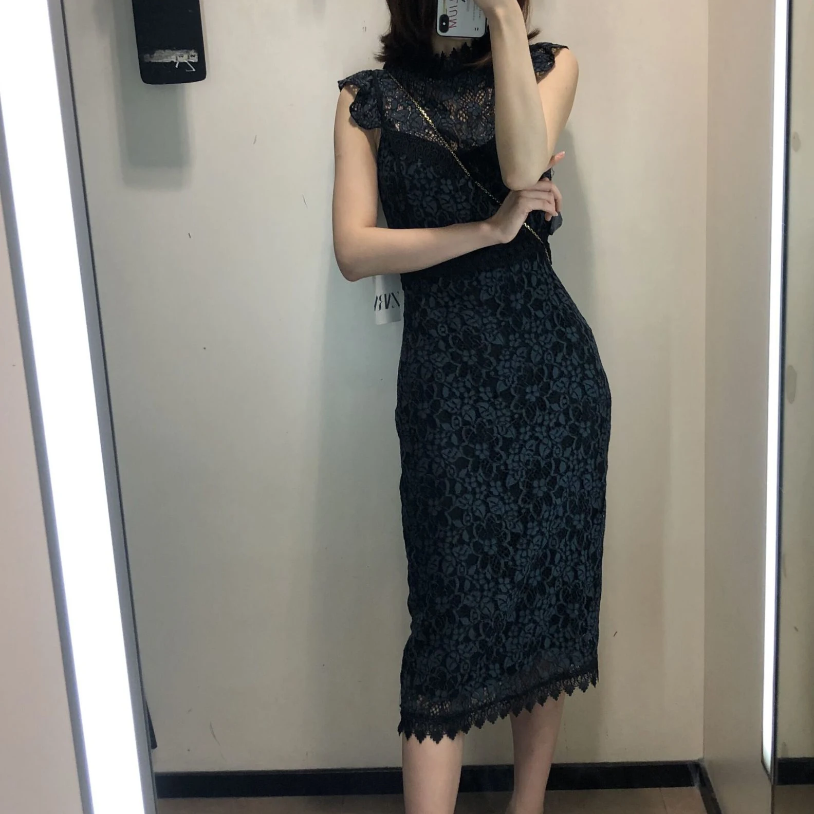 Хорошее качество однотонное кружевное платье для женщин|Женские платья| |