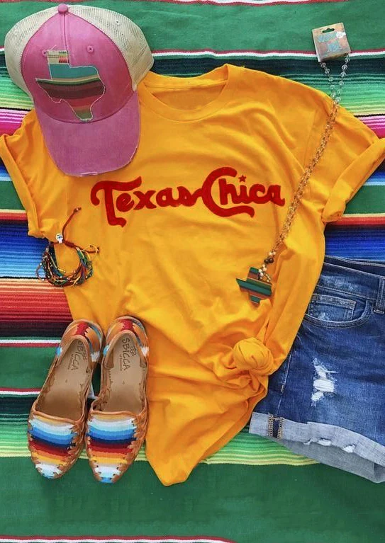 Техас Чика футболка с короткими рукавами и круглым вырезом Цвет оранжевый