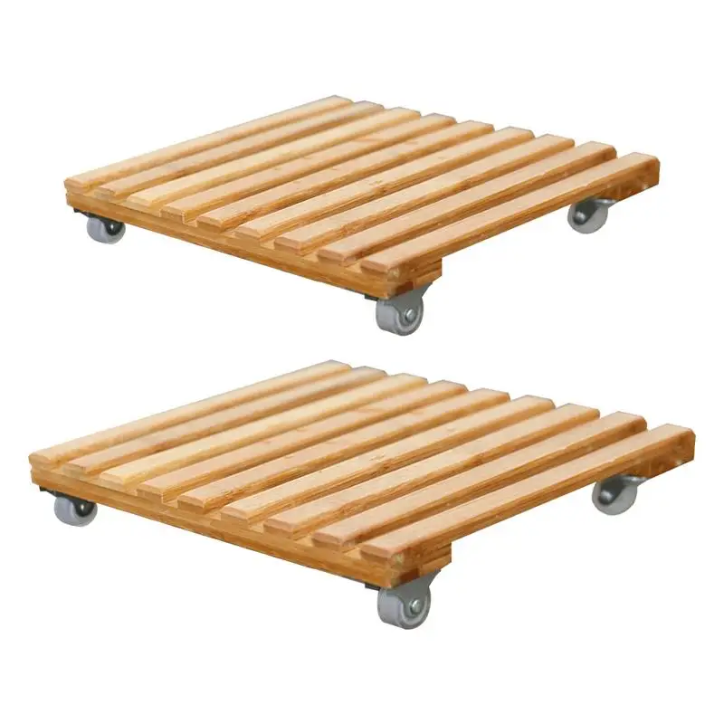 

Горшок для растений, цветов, съемный поднос с роликовым шкивом, универсальное колесо, большой деревянный бамбуковый цветочный горшок основ...