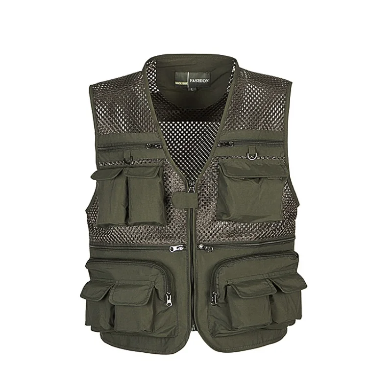 New Arrival Outdoor Fishing Vests Quick Dry Breathable Multi Pocket Mesh Jackets Photography Hiking Vest Army Green Fish | Спорт и