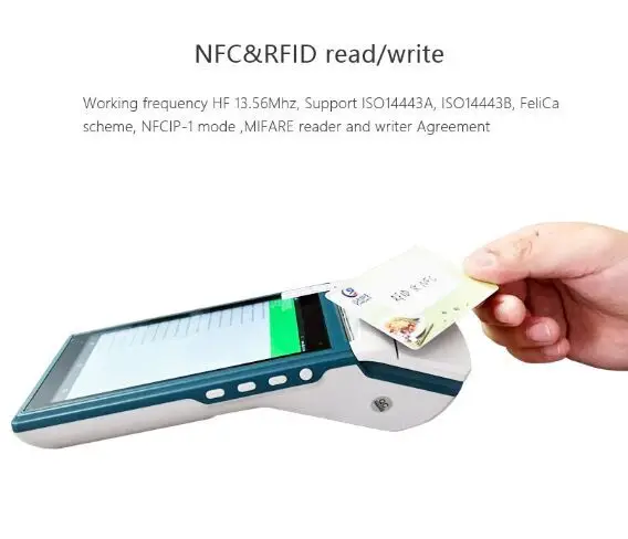 Android 5 1 Портативный NFC мобильный платежный pos терминал Встроенный принтер сканер