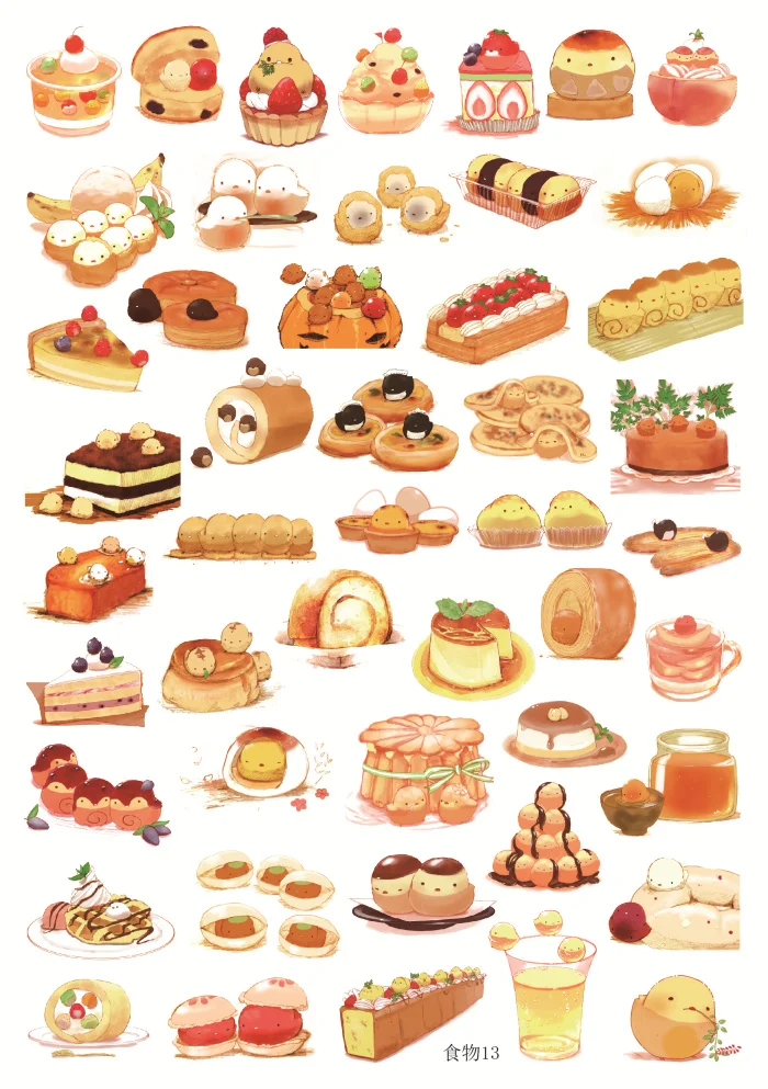 

various Food drinks sticker, a5 sheet, not cut
